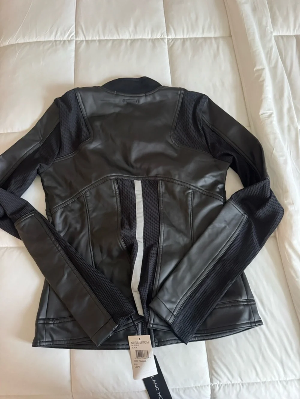 blanc noir Black Faux Leather Moto-Style Jacket - Picture 3 of 5